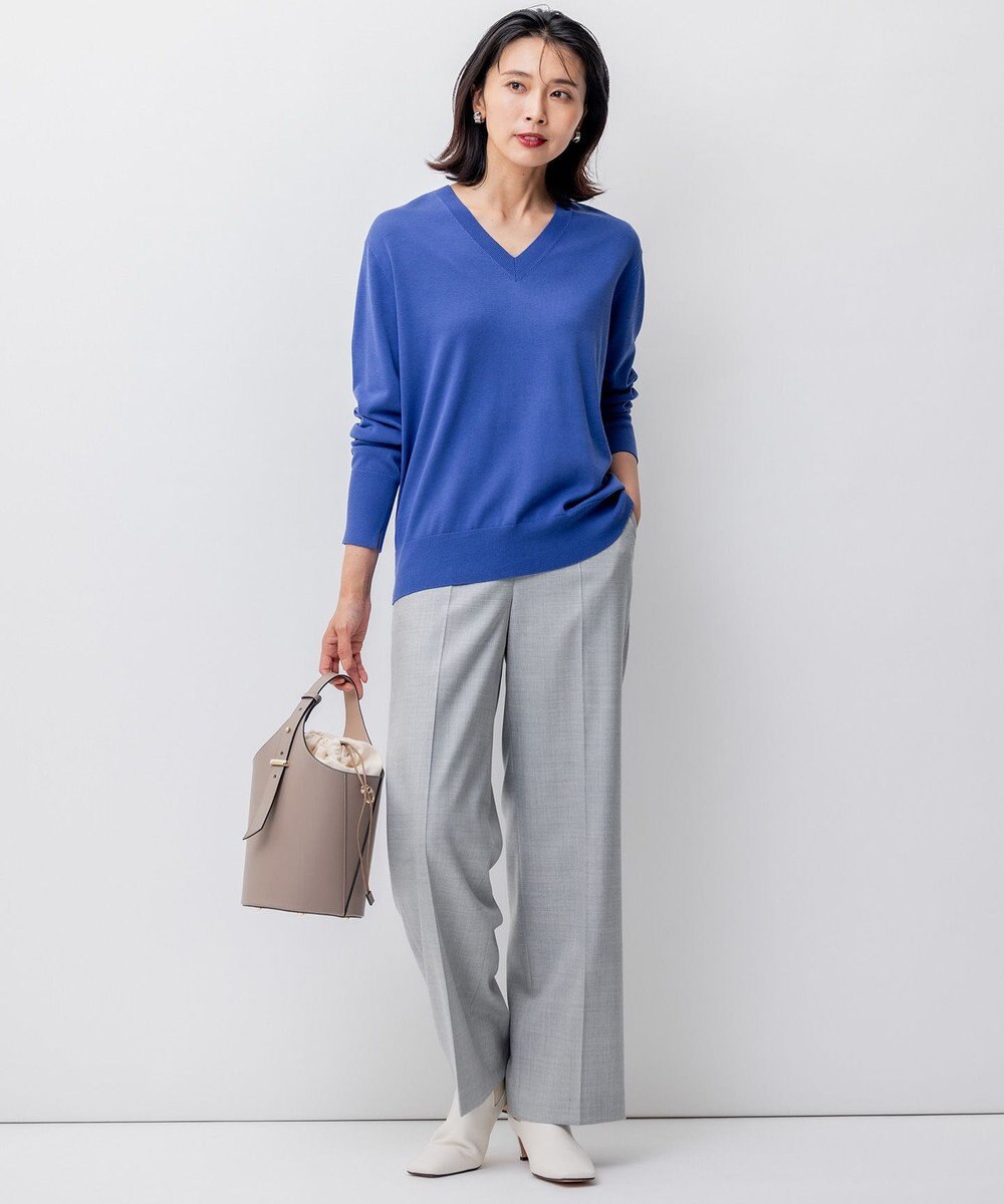 23区 【洗える】シルクコットン Vネック ニット 