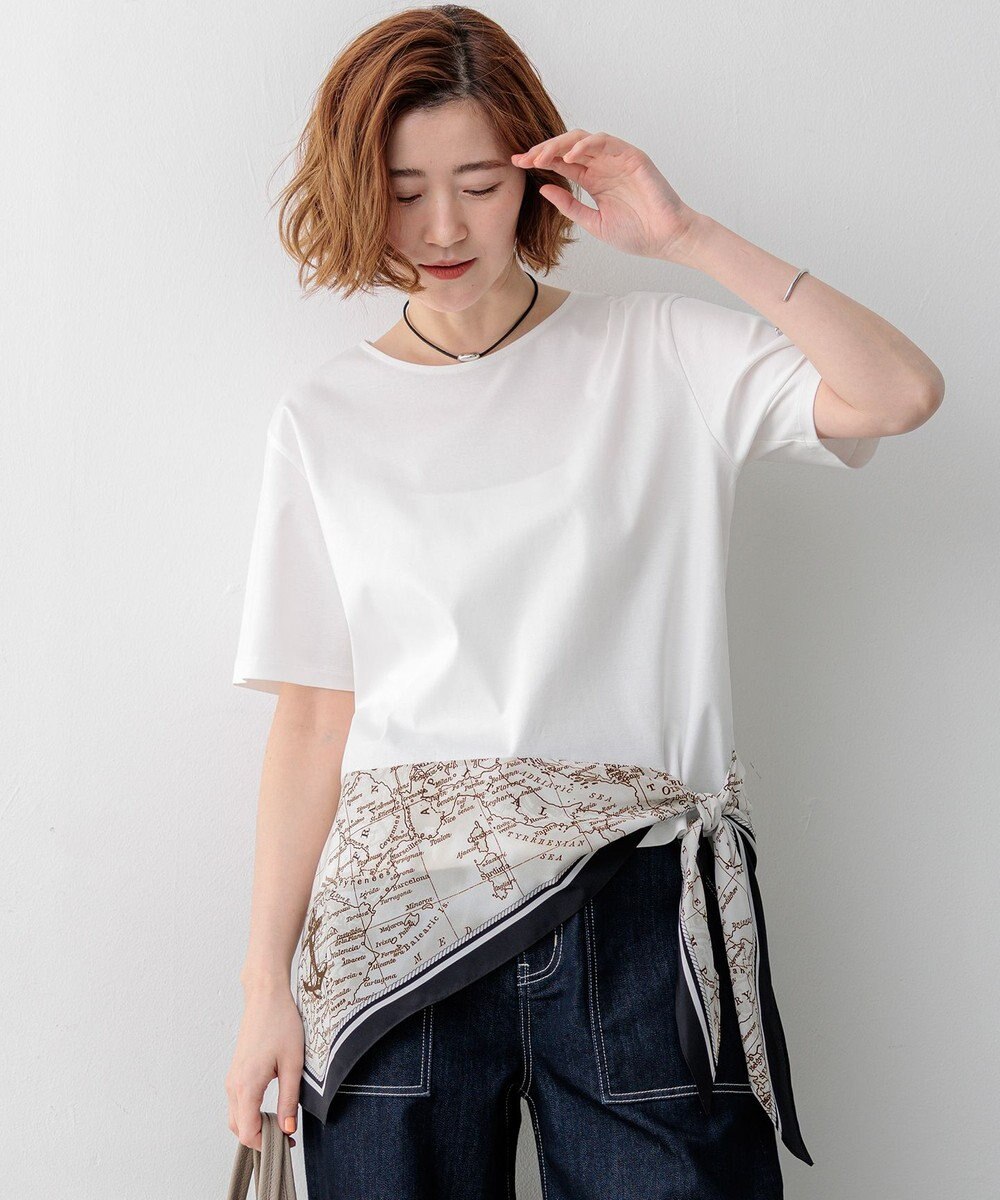 23区 S 【先行予約】スカーフコンビジャージー ウエストデザイン カットソー 