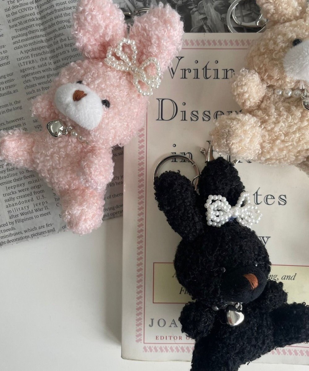 WEGO もこもこファンシーうさぎぬいぐるみキーホルダー 