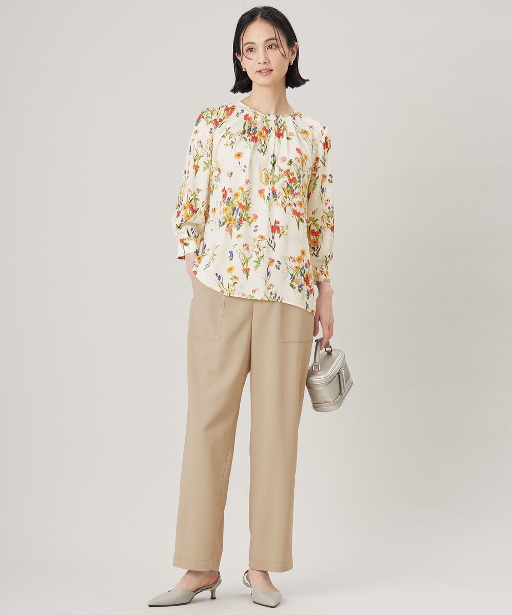 自由区 【洗える】フラワーガーデンプリント ブラウス 