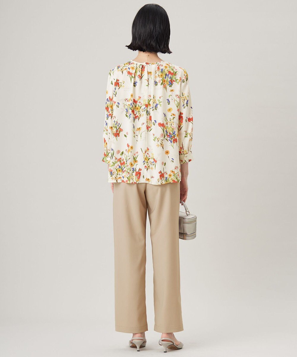 自由区 【洗える】フラワーガーデンプリント ブラウス 