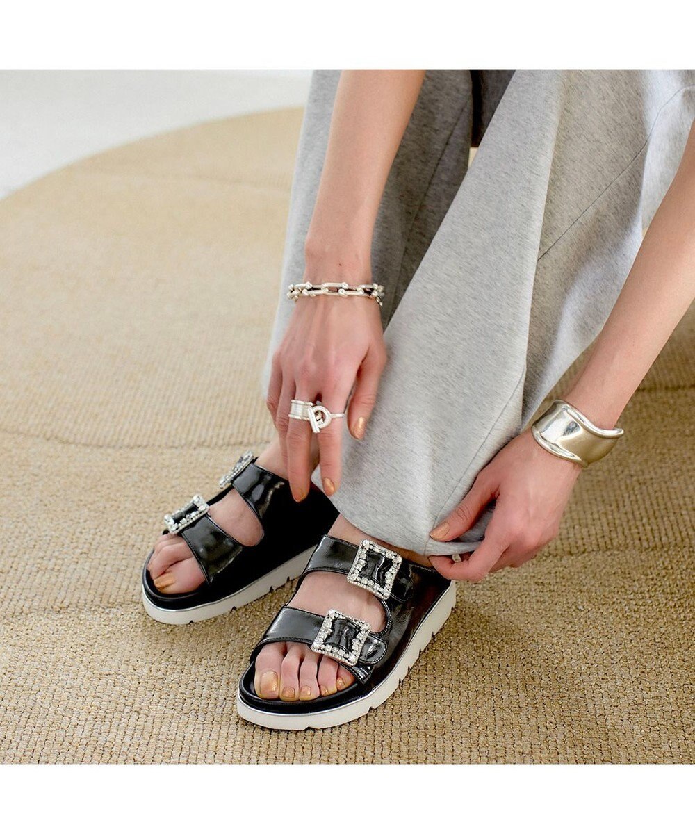 MODE ET JACOMO <carino>厚底ビジューバックルサンダル 