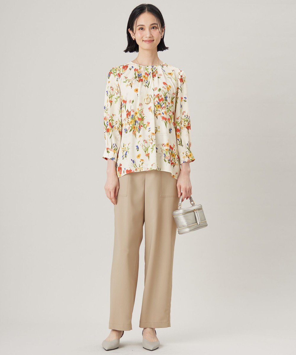 自由区 【洗える】フラワーガーデンプリント ブラウス 