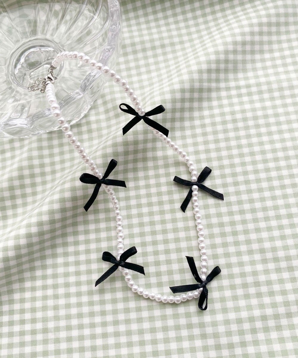 WEGO Lビーズサテンリボンネックレス 