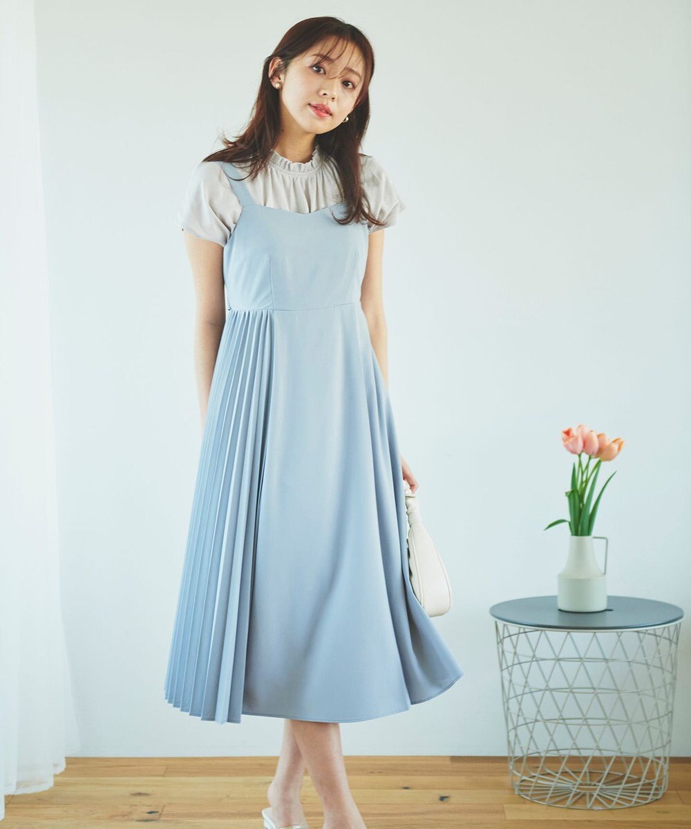 Feroux 【UVケア】スタンドネックフレンチスリーブ Tシャツ 