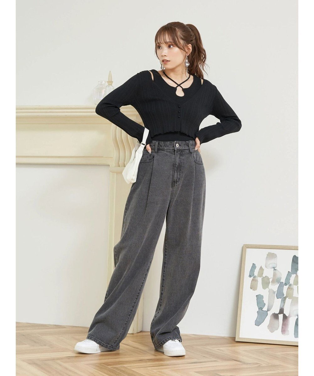 earth music&ecology ＳＥＴ２点ショートカーディガン＋レイヤードタンク 