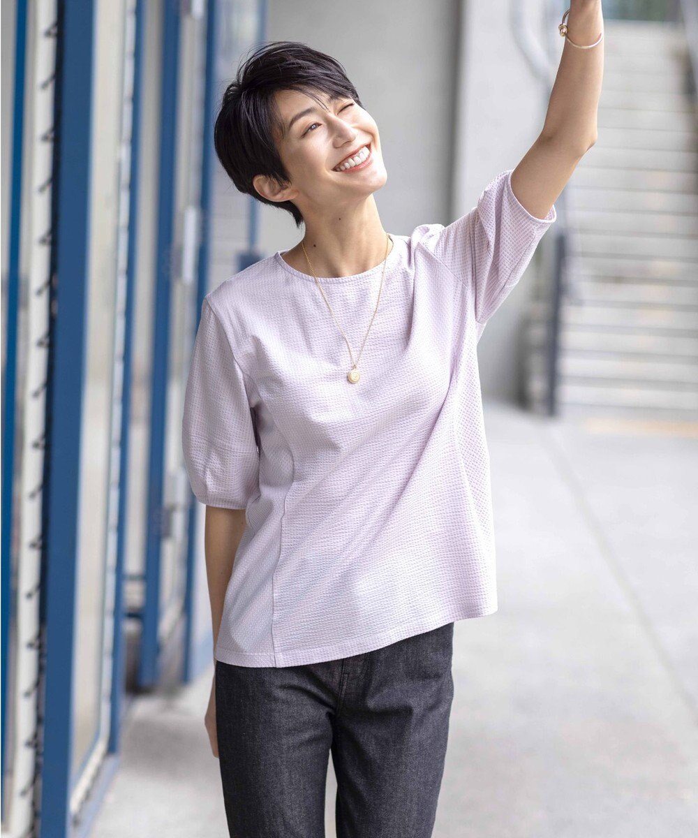 J.PRESS LADIES L 【WEB限定カラーあり・抗菌消臭・吸水速乾】サッカージャージー ボリュームスリーブ カットソー 