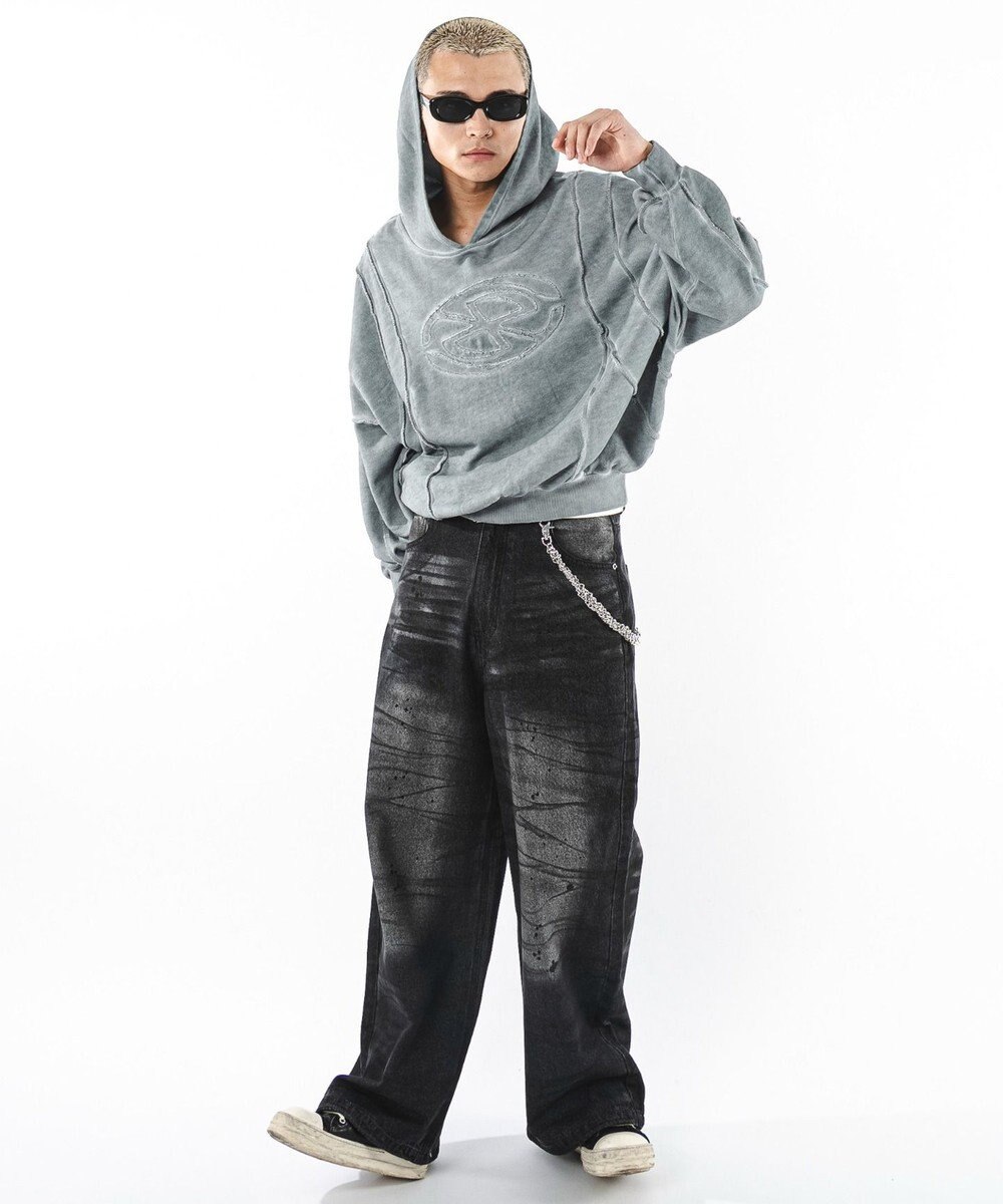 WEGO 【ユニセックス着用ITEM/MLサイズ展開】コールドダイスウィッチングプルパーカー 