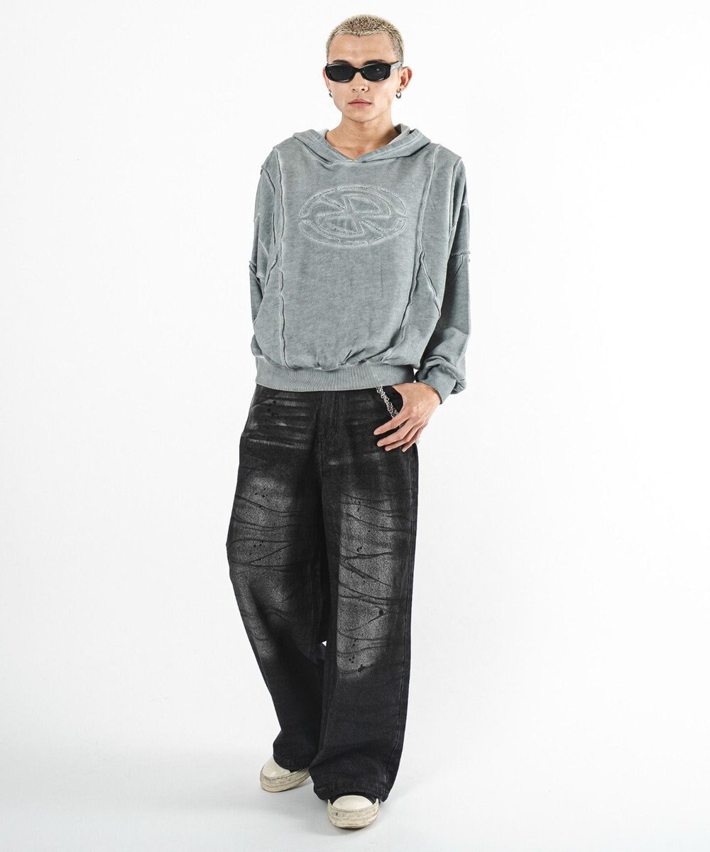 WEGO 【ユニセックス着用ITEM/MLサイズ展開】コールドダイスウィッチングプルパーカー 