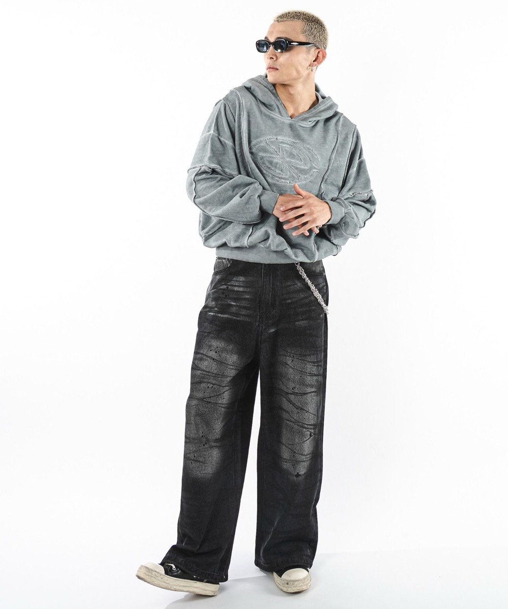 WEGO 【ユニセックス着用ITEM/MLサイズ展開】コールドダイスウィッチングプルパーカー 