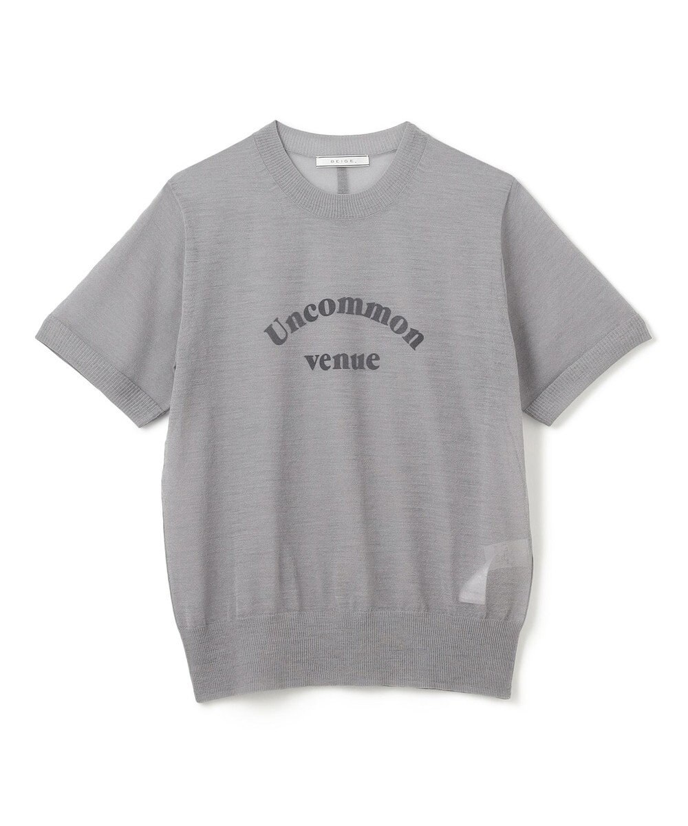 BEIGE， 【洗える・GLOW 10月号掲載】CADDO / シアーウールメッセージロゴＴニット 