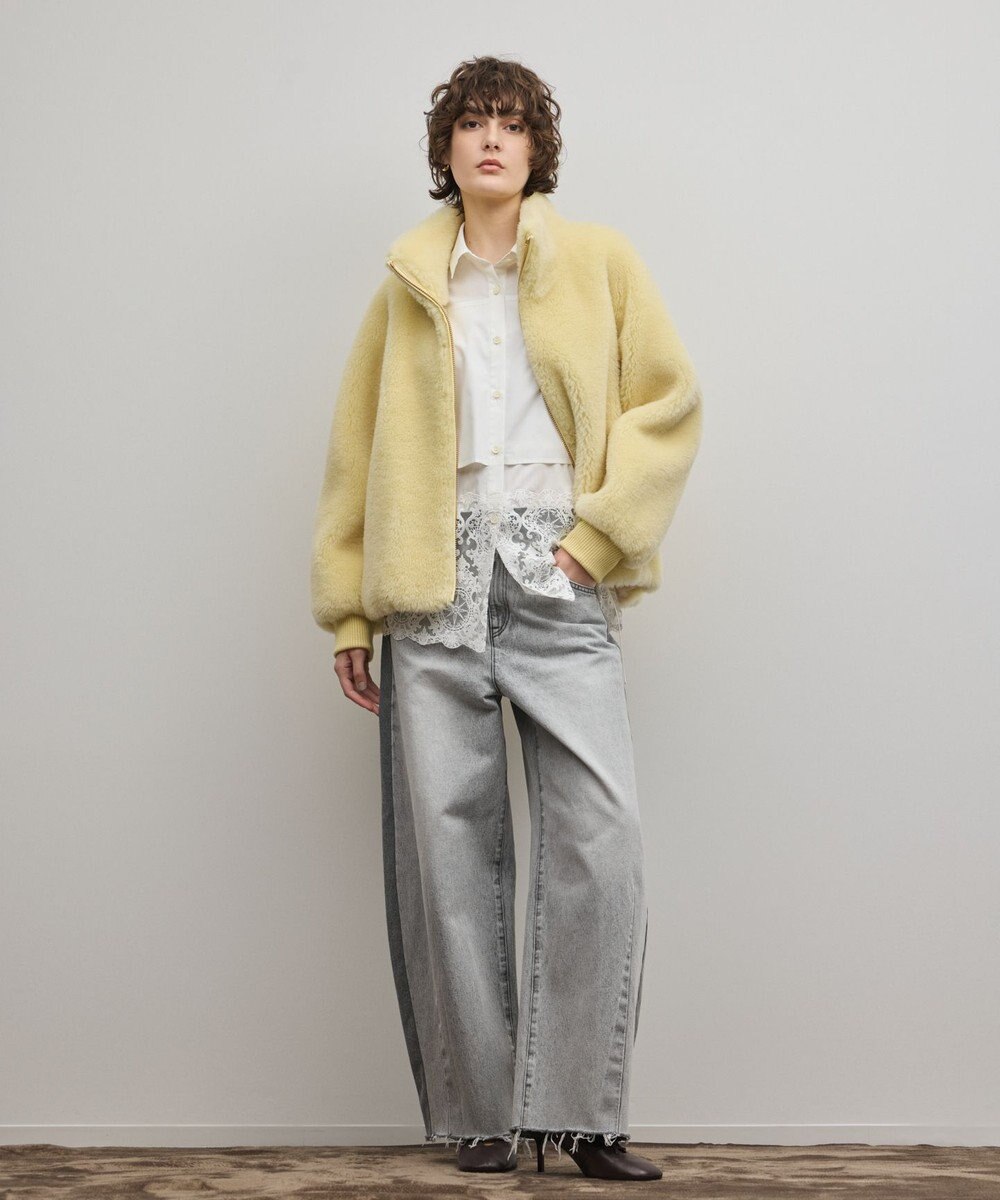 GRACE CONTINENTAL ウールボアスタンドカラージャケット 