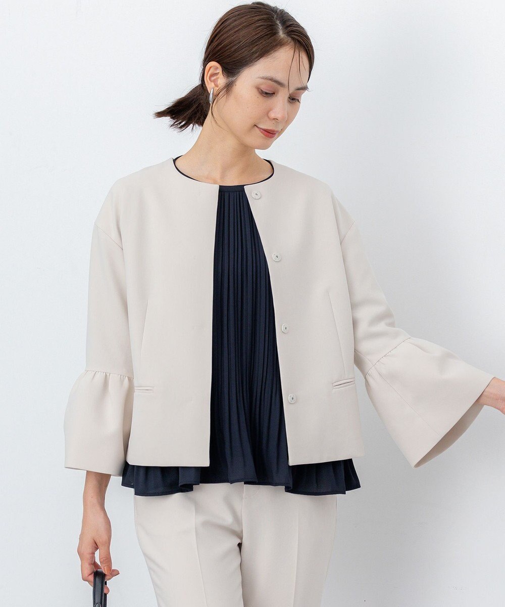 組曲 S 【KUMIKYOKU NAVY】コンフォータブルドレープ フレアスリーブジャケット 