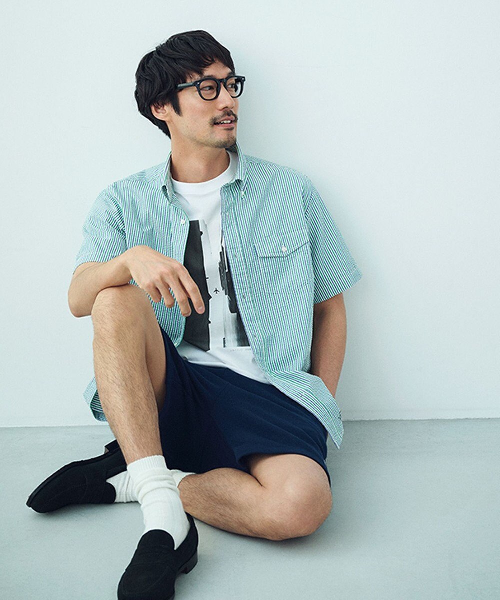 J.PRESS MEN 風が通るシアサッカーの清涼感【吸水速乾 / 高通気性】【クールマックス】サッカーストライプ シャツ / B.D. 