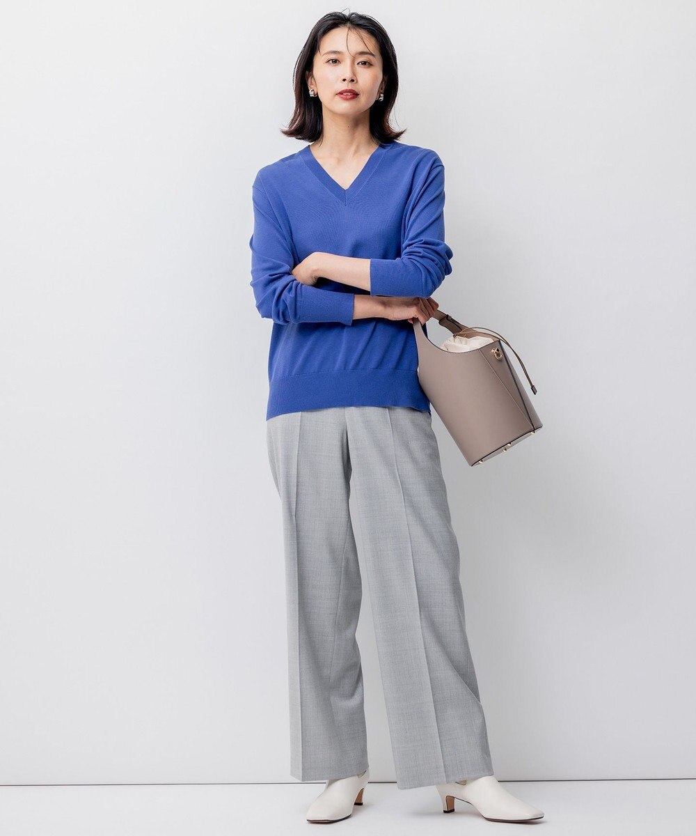 23区 【洗える】シルクコットン Vネック ニット 