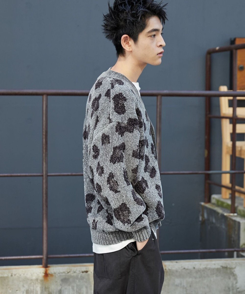 WEGO ベロアモールパターンカーディガン 