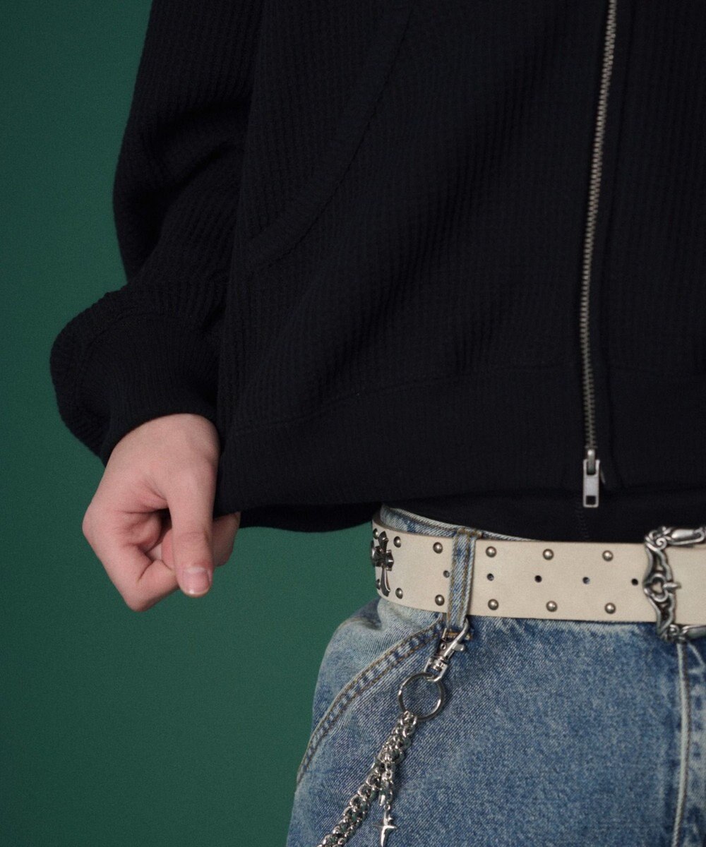 WEGO 【ユニセックス着用ITEM】ワッフルグラフィックカットZIPパーカー 