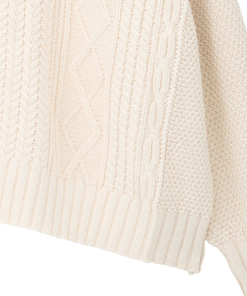 earth music&ecology 【洗濯機洗い可】アンチピリングC/Aパッチワークケーブルニット 