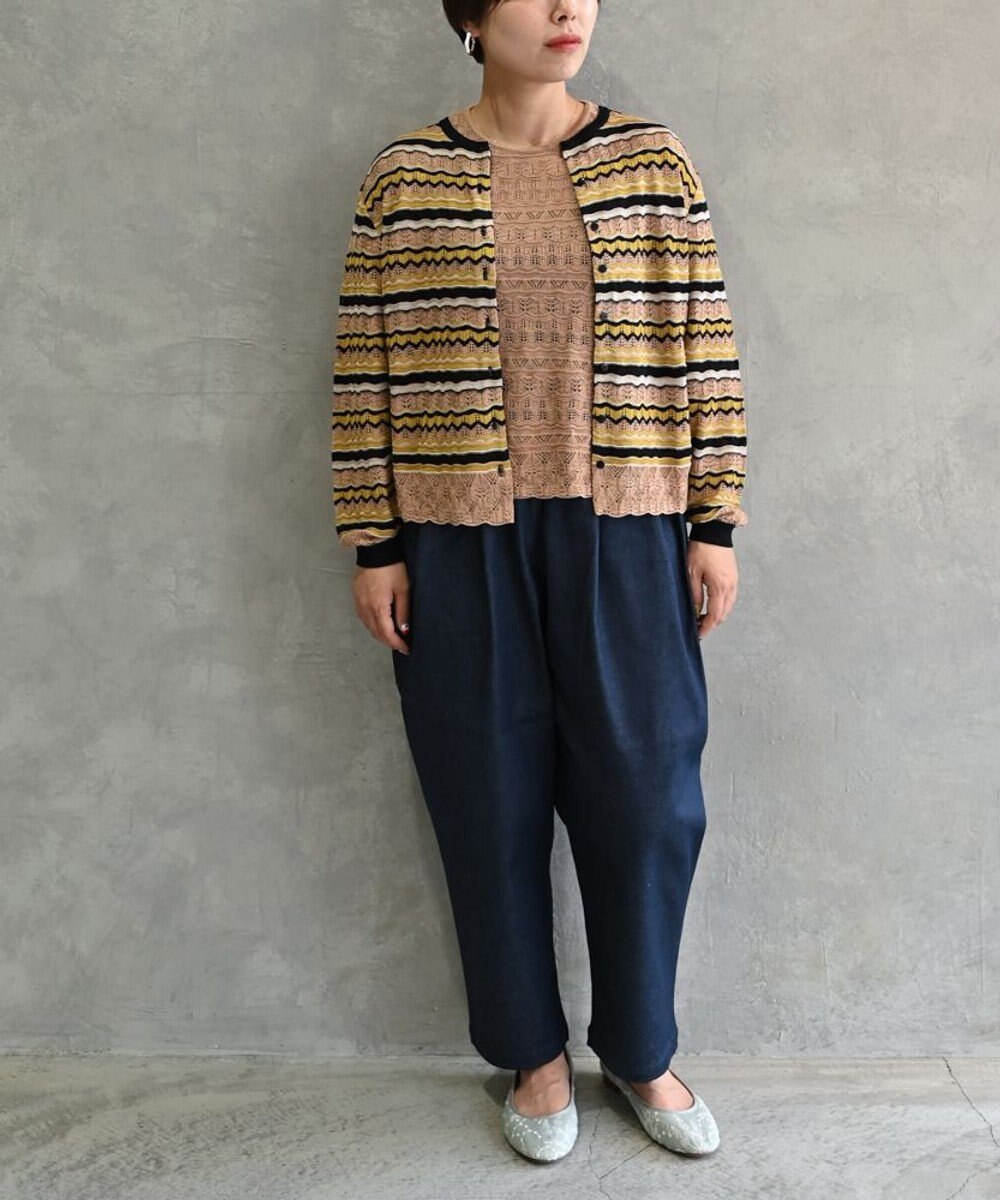 muuc 〈高品質シルク100%〉透かしレース編み 半袖プルオーバー 