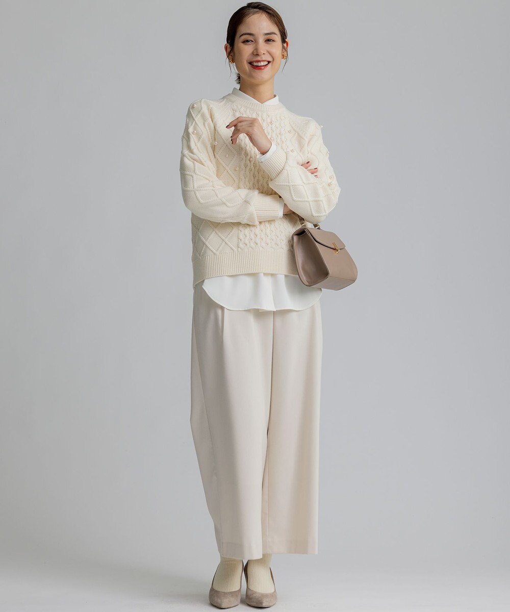 組曲 【WEB限定】パール釦ケーブル ニット 