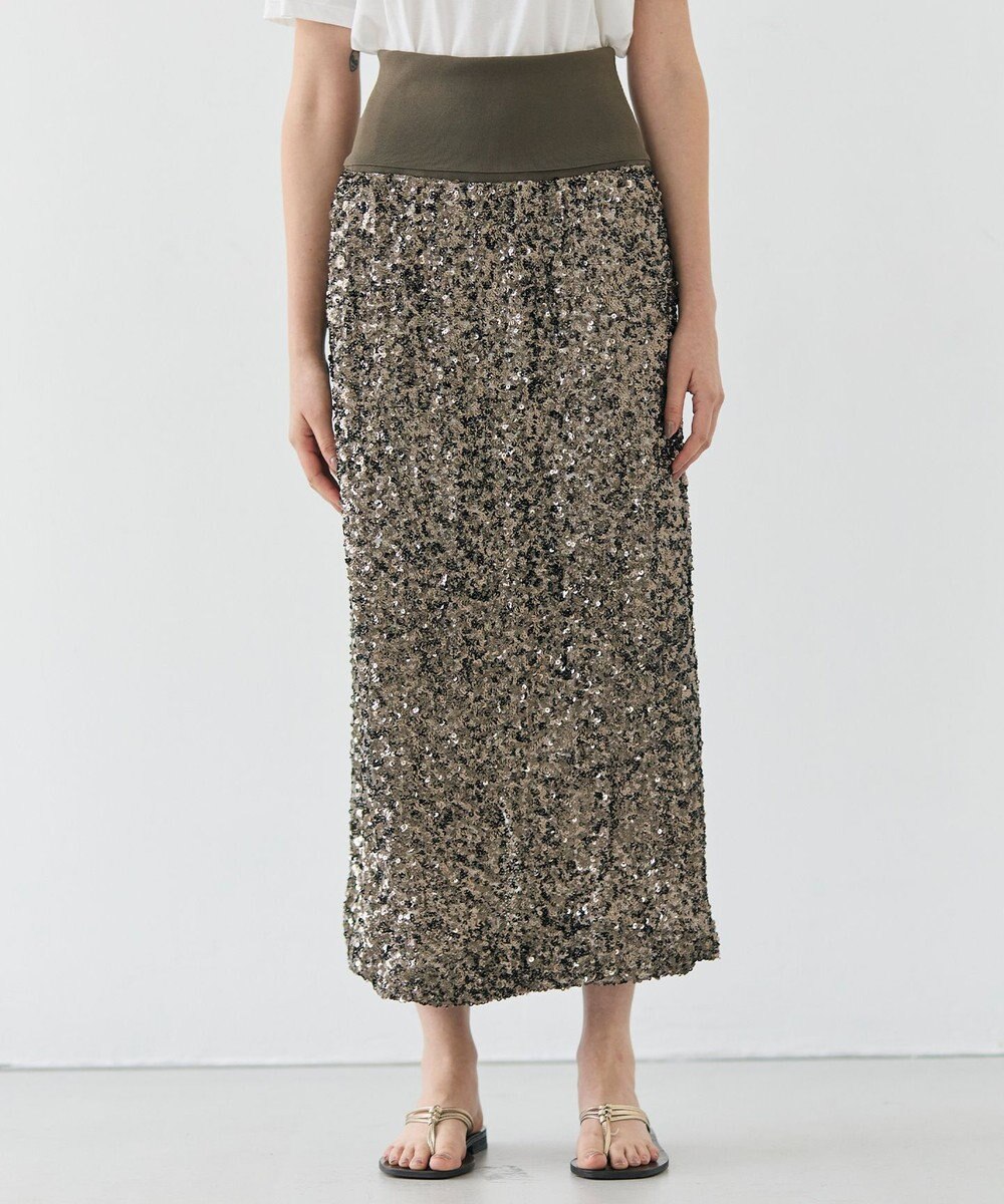 BEIGE， 【洗える】ALYSSUME / スパンコールストレッチニットスカート 