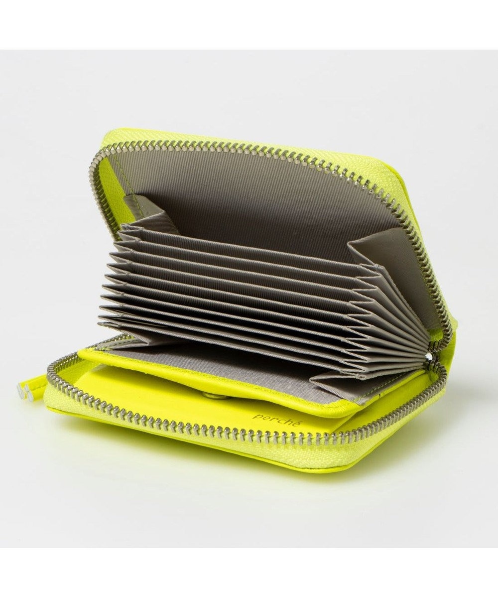 UNBILLION ペルケ perche / 蛍光レザーストラップ付き・ジャバラカードウォレット 