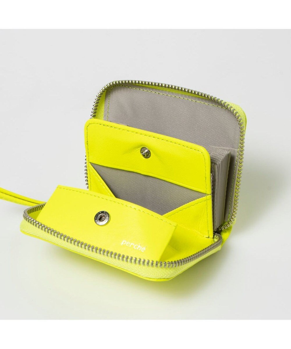 UNBILLION ペルケ perche / 蛍光レザーストラップ付き・ジャバラカードウォレット 