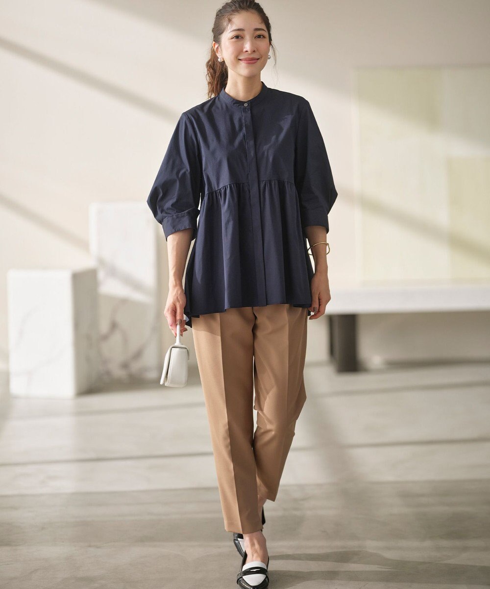 組曲 L 【WEB限定】コンパクトシャーティング ペプラムブラウス 