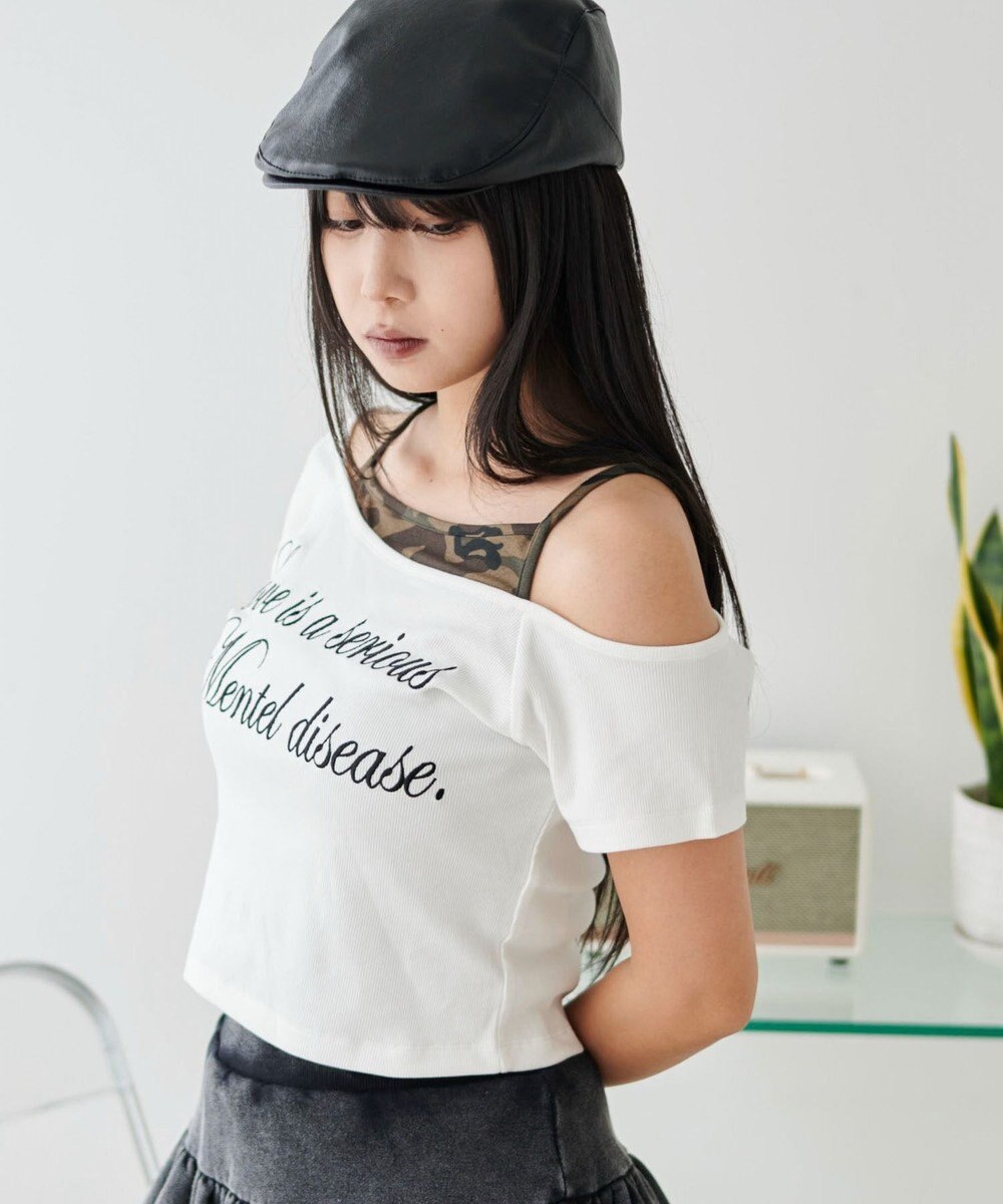 WEGO ドッキングオフショルデザインちびT 