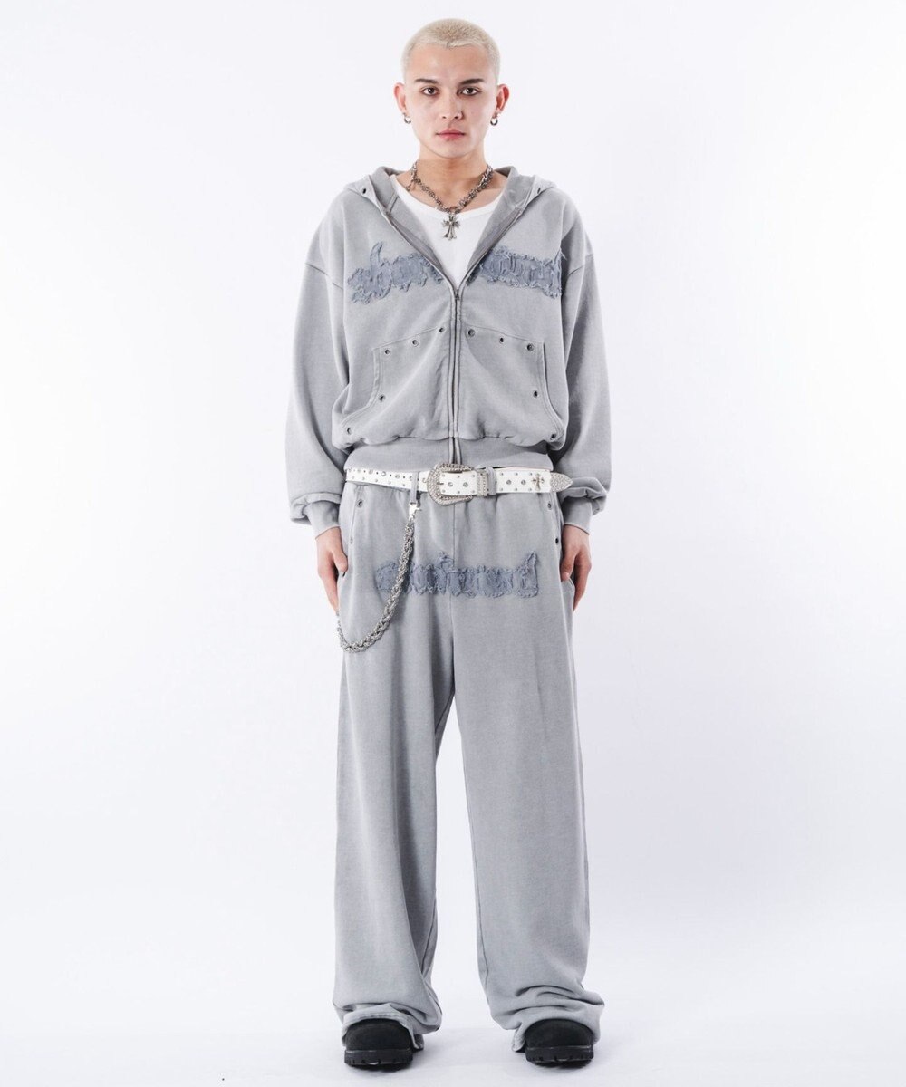 WEGO 【ウエストゴム/ユニセックス着用ITEM】ブリーチハトメスウェットパンツ 