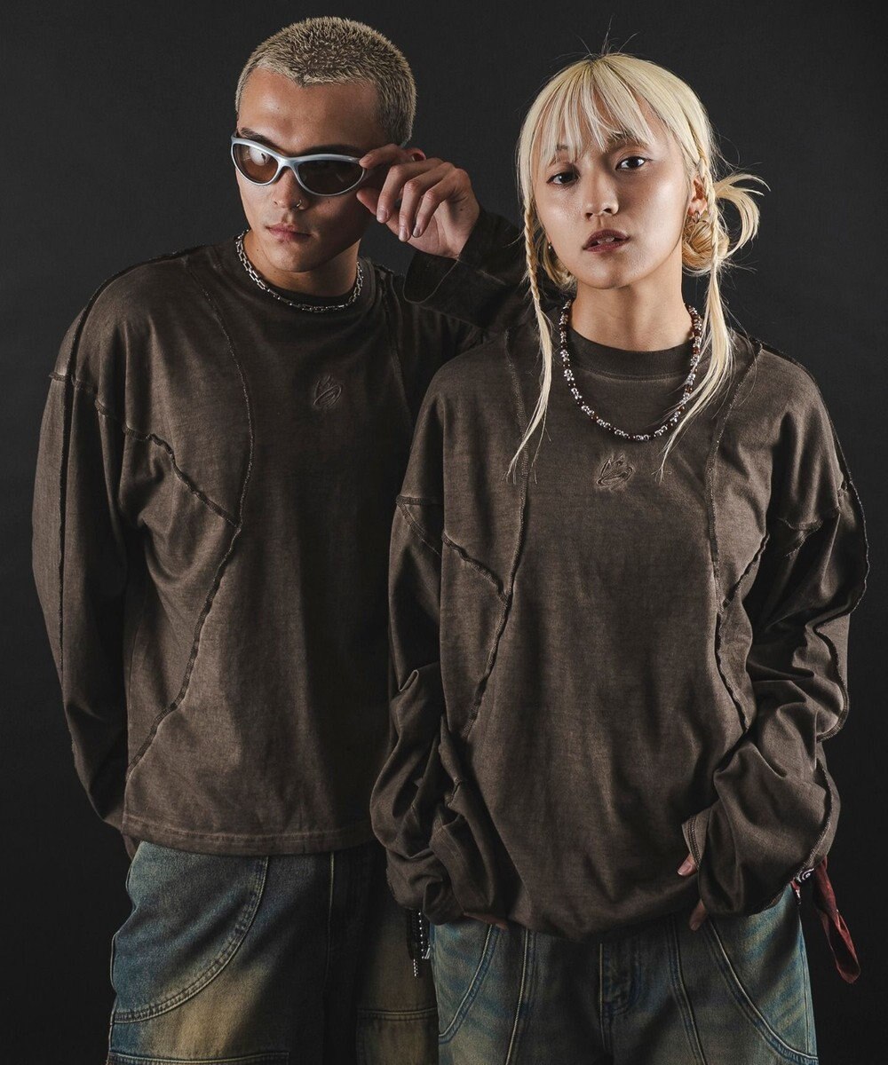 WEGO 【ユニセックス着用ITEM】MA55IVE　コールドダイスウィッチングロゴT（LS） 