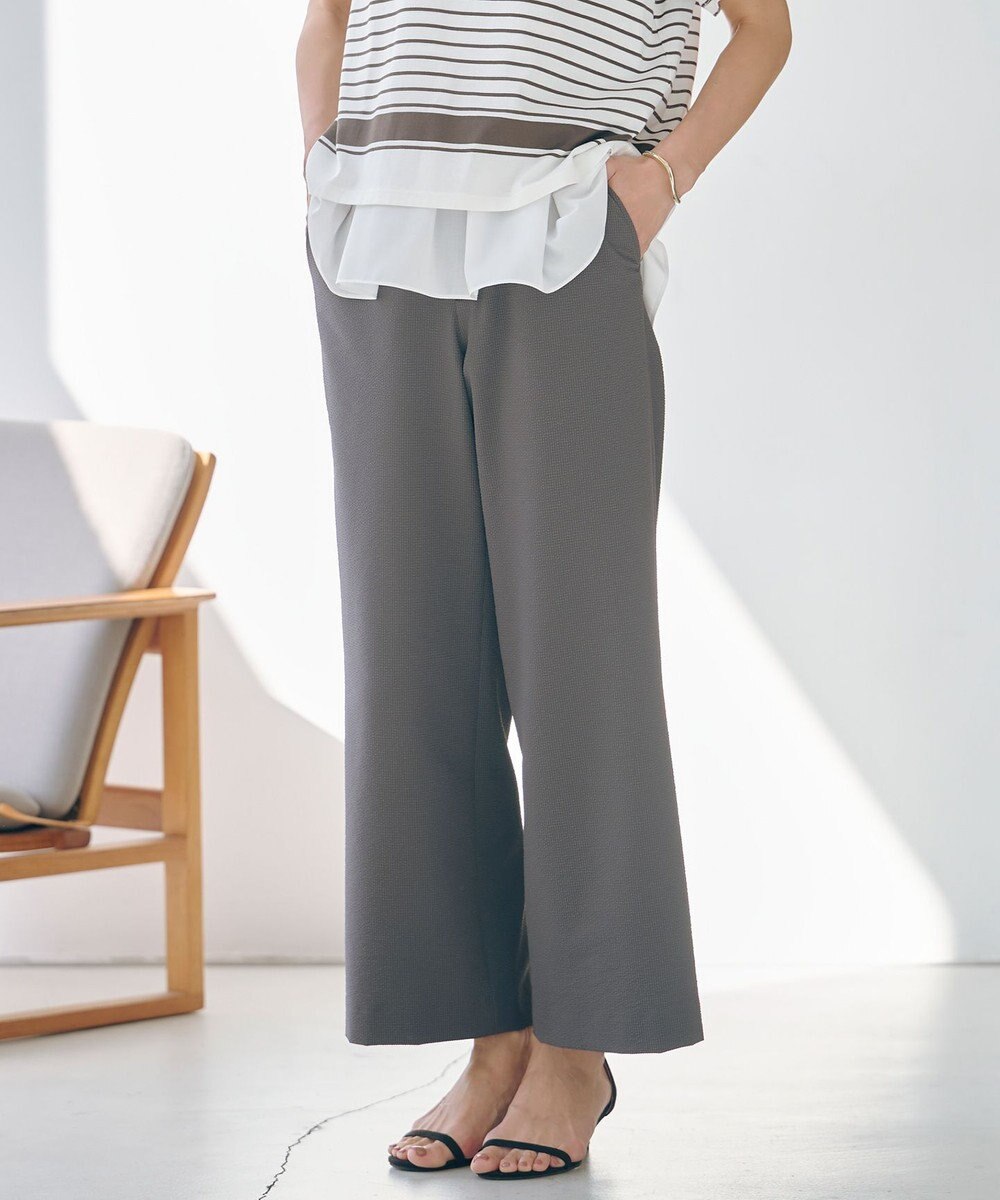 J.PRESS LADIES 【洗える・吸水速乾】DRYライトサッカー ワイド パンツ 