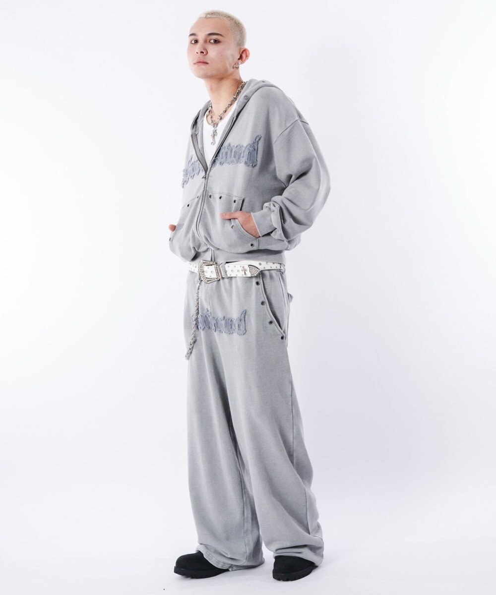 WEGO 【ウエストゴム/ユニセックス着用ITEM】ブリーチハトメスウェットパンツ 