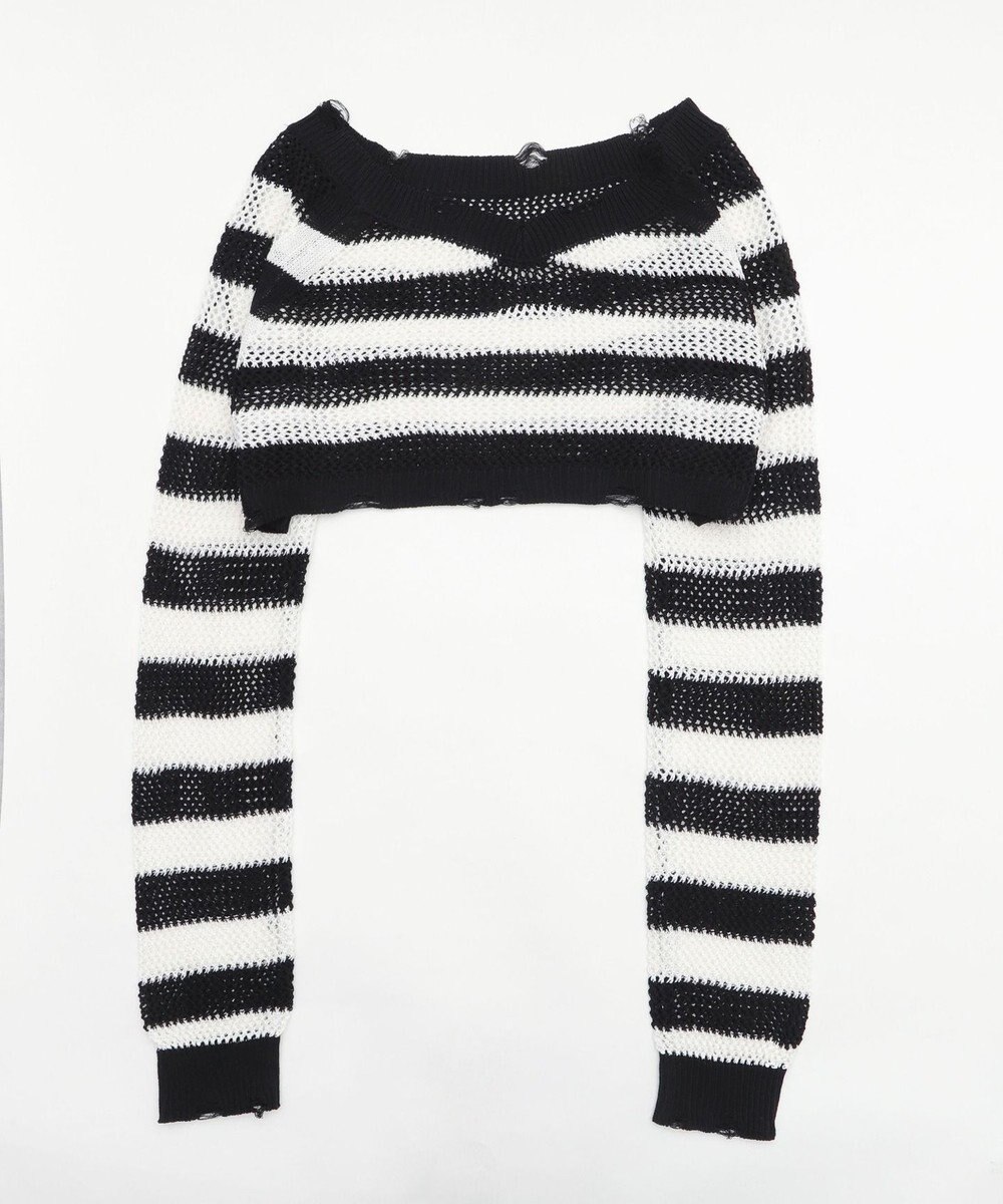 WEGO ダメージボーダーショートニット 