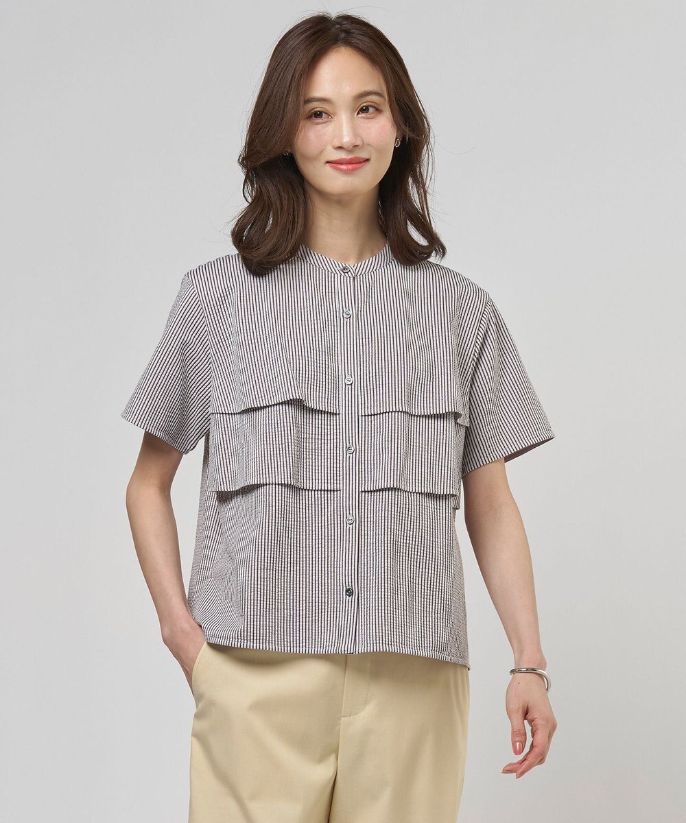 J.PRESS LADIES 【一枚で着映え】サッカージャージー バンドカラー カットソー 