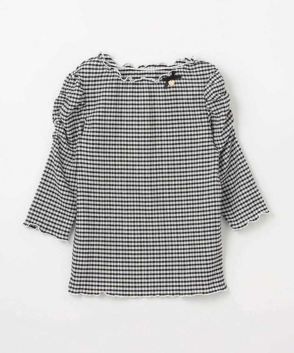 ANY KIDS シアー ギンガム 七分袖 Tシャツ 