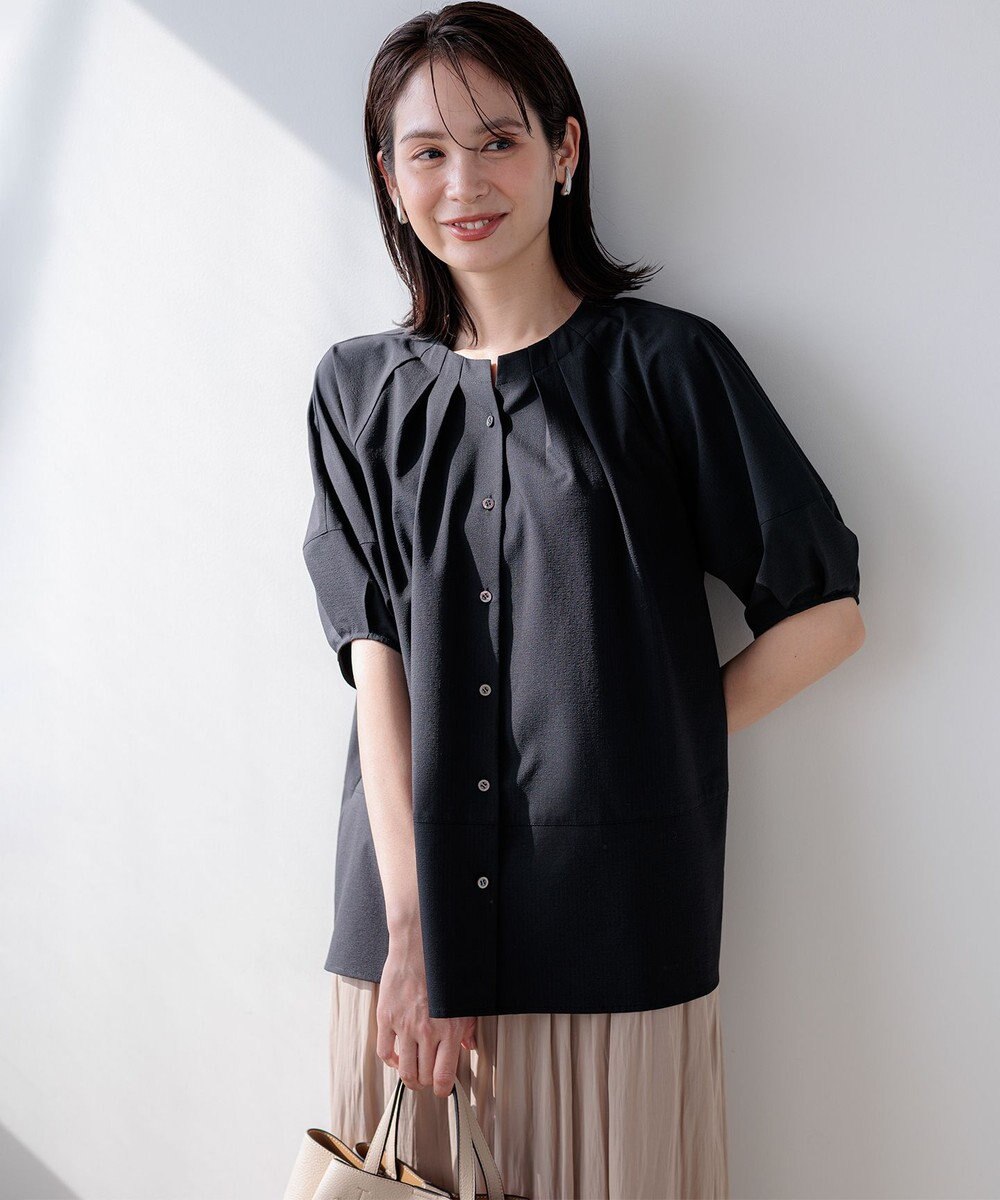 組曲 【先行予約・前後着用可】ソフトサッカーラグランスリーブ ブラウス 