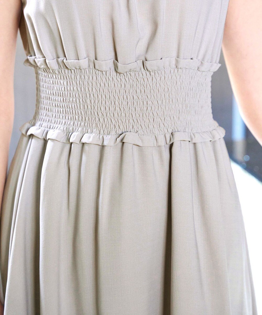 Tiaclasse 【洗える】麻調シャーリングハイネックワンピース 