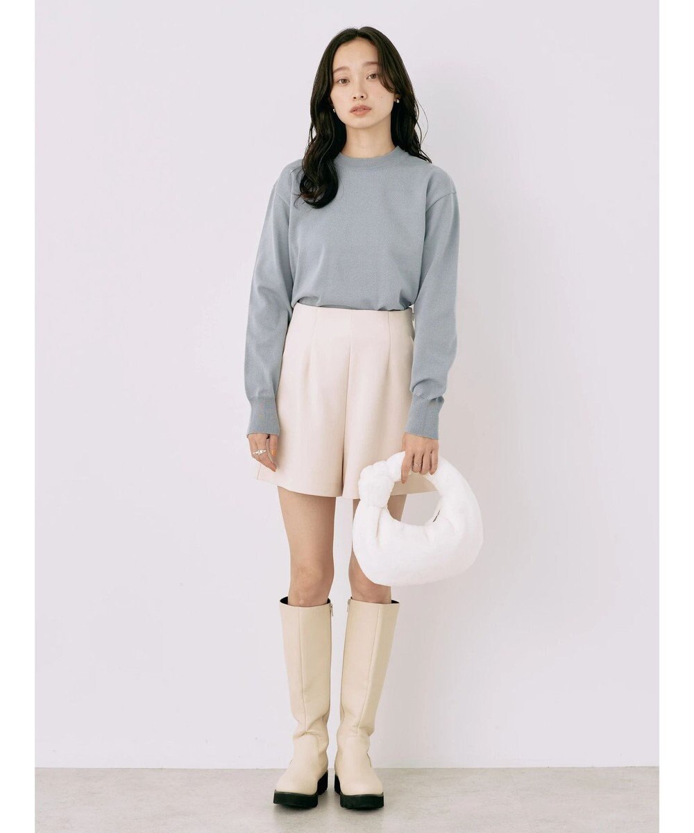 earth music&ecology バックボタンクルーネックニットプルオーバー 