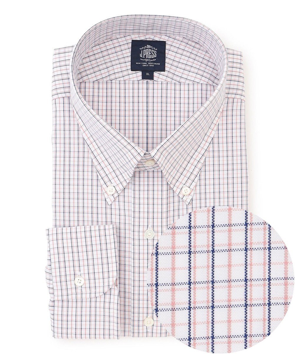 J.PRESS MEN 【KING SIZE】【PREMIUM PLEATS / 形態安定】タッタソールチェック ドレスシャツ / B.D. 