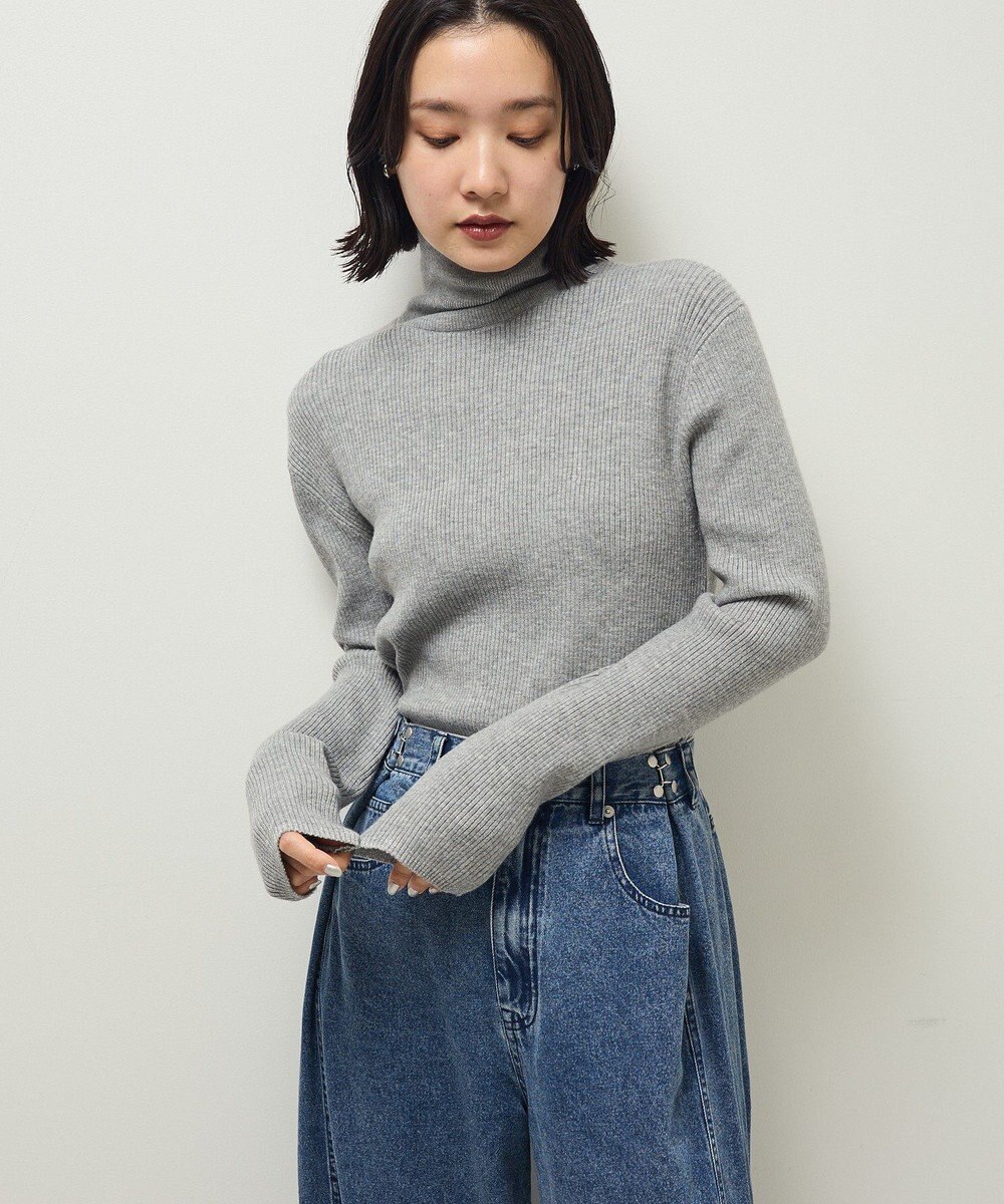 Green Parks チクチクしないリブタートルニットプルオーバー 