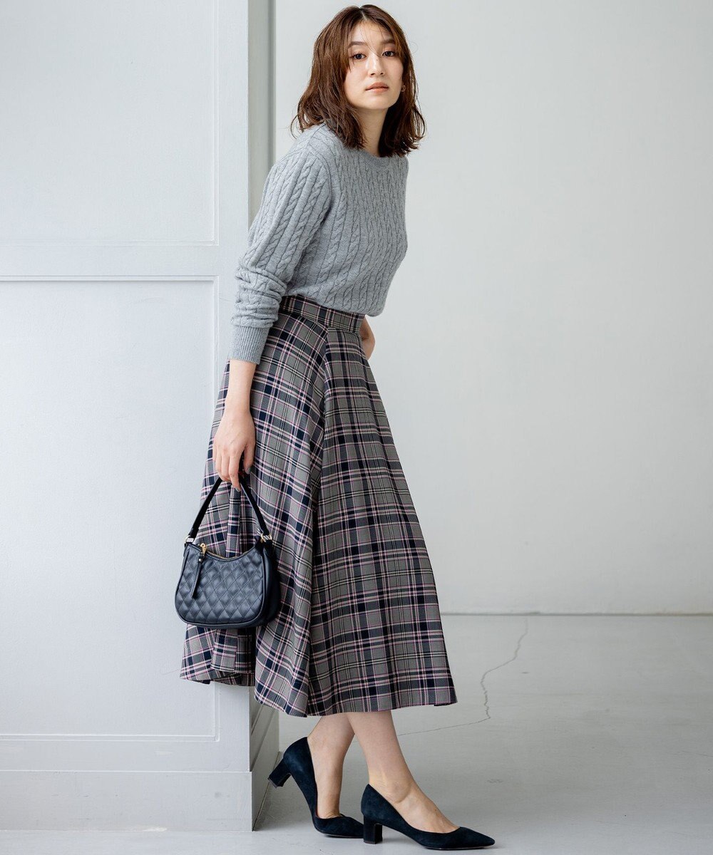 組曲 L カシミヤブレンドバルキーケーブル ニット 