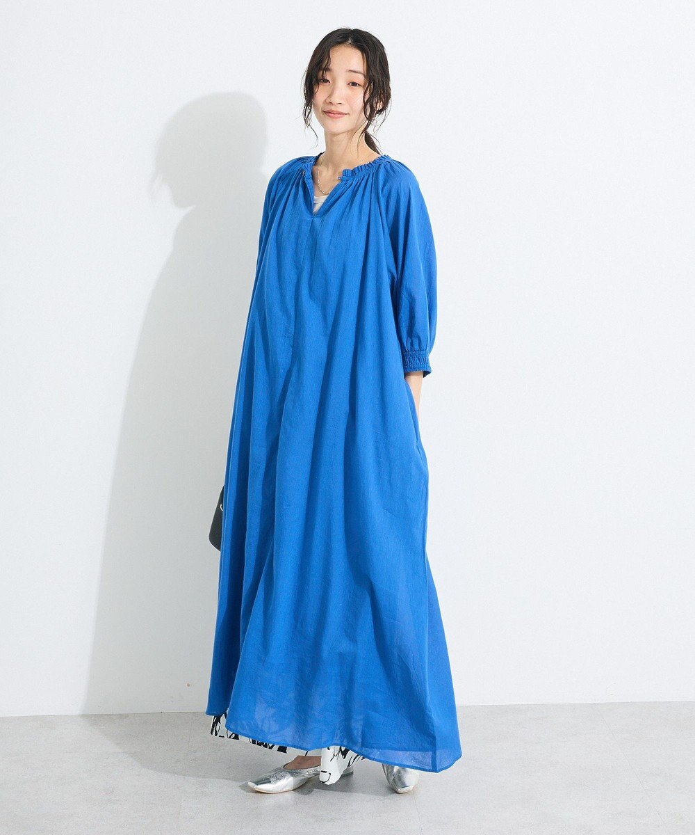 CRAFT STANDARD BOUTIQUE インド綿2WAY綿ボイルギャザーネックワンピース 