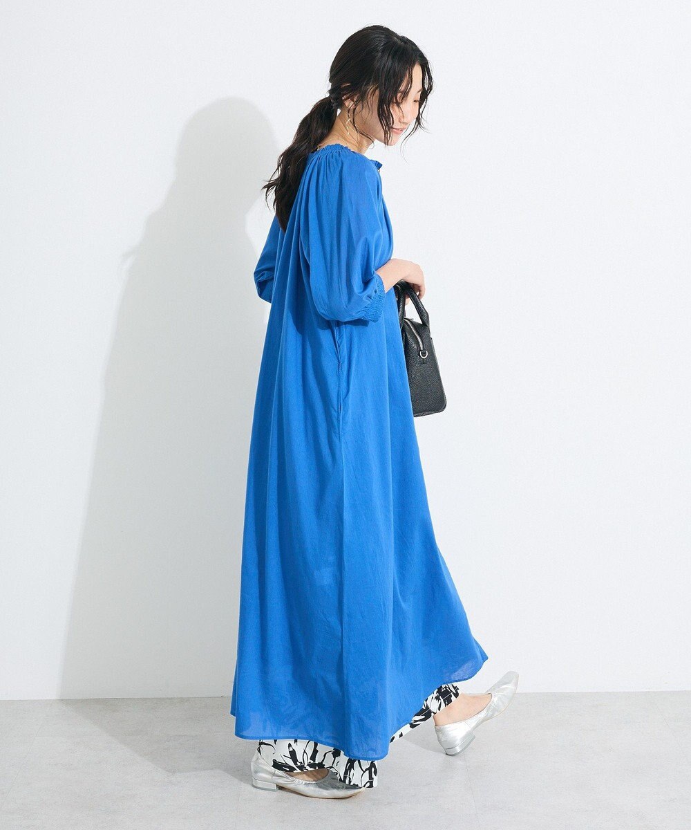 CRAFT STANDARD BOUTIQUE インド綿2WAY綿ボイルギャザーネックワンピース 