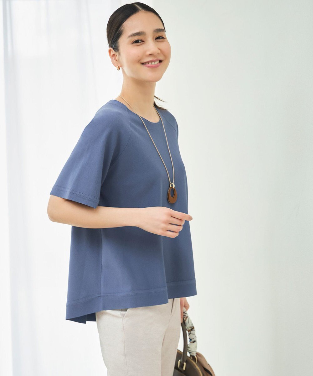 自由区 S 【接触冷感・UVカット・洗える】クレープストレッチAライン ニット 