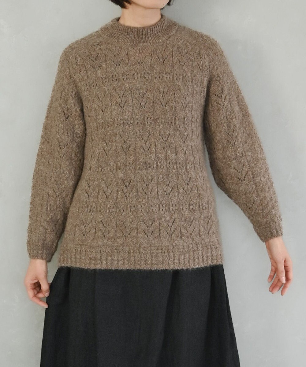 muuc 〈ふっくら柔らか高品質 キッドモヘア×アルパカ×ウール〉〈2サイズ展開〉模様編みプルオーバー 