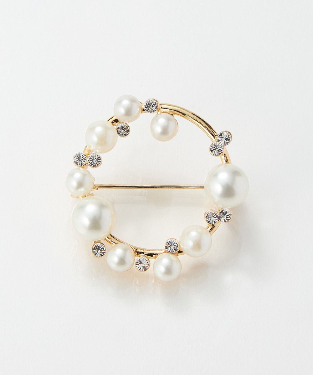 Phoebe <オンワード限定セット>シンプルパールチェーンネックレス×フォーマルパールビジューサークルブローチ 