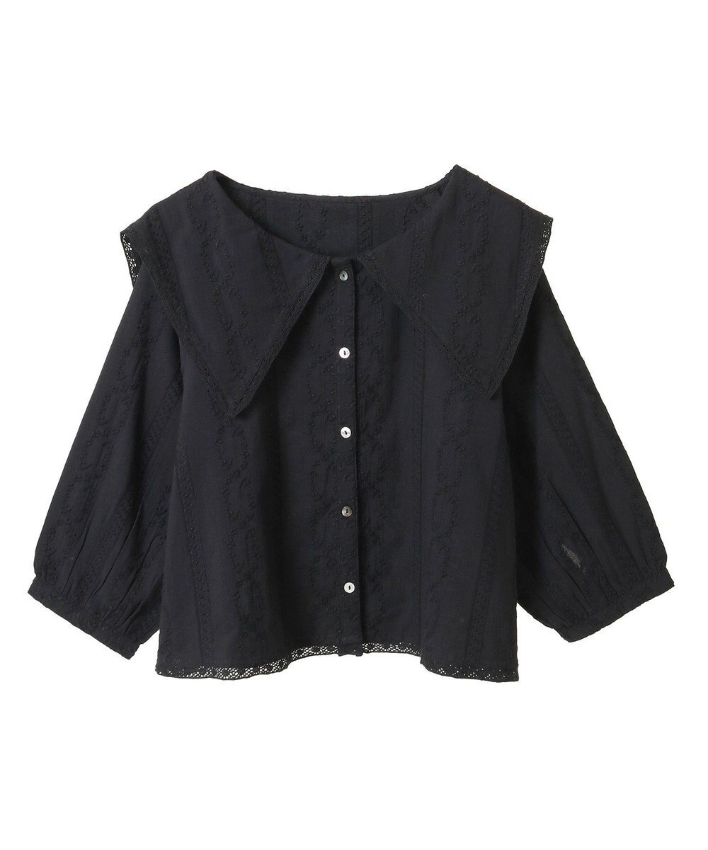 earth music&ecology ビッグカラー刺繍ブラウス 