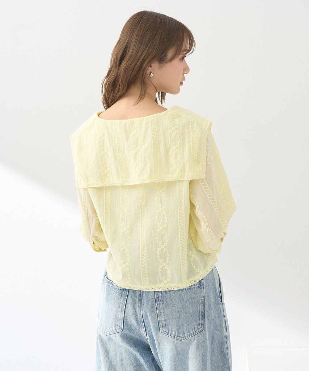 earth music&ecology ビッグカラー刺繍ブラウス 