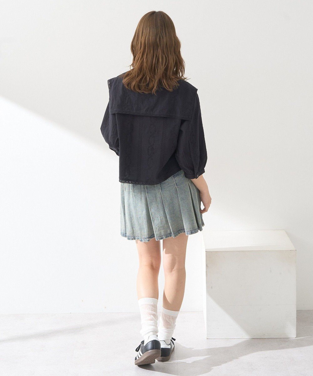 earth music&ecology ビッグカラー刺繍ブラウス 